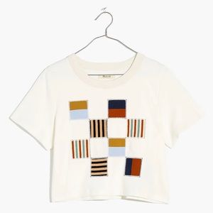 Madewell Upcycled Patchwork Supercrop Tee - L